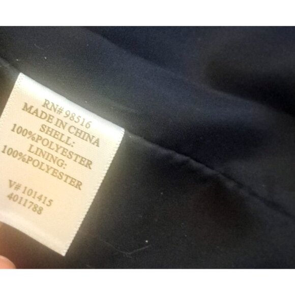 Womens Coldwater Creek Rain Jacket Trench Coat Navy Blue Geometric Pockets Large - Picture 5 of 6